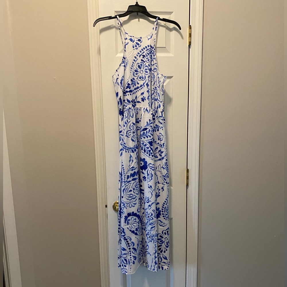 Blue and white summer dress never worn has tags
